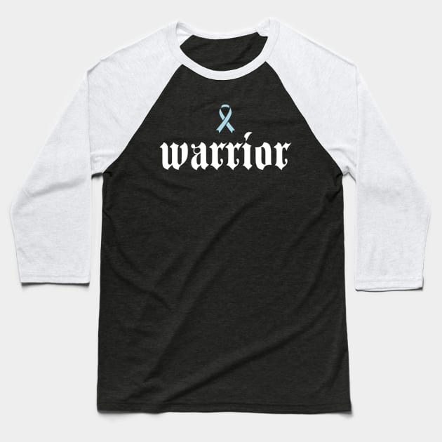Prostate Cancer Awareness Warrior Light Blue Ribbon Gift Baseball T-Shirt by Alex21